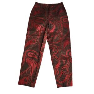 Lafayette 148 New York Paisley Print Wide Leg Pants Size 10 Brown‎ Red
